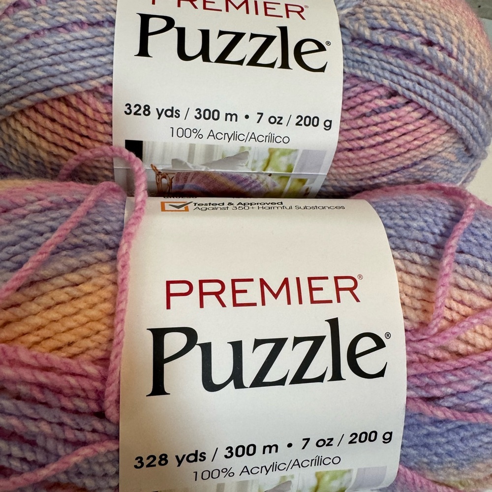 Premier Yarn in Pink, Purple, and Cream